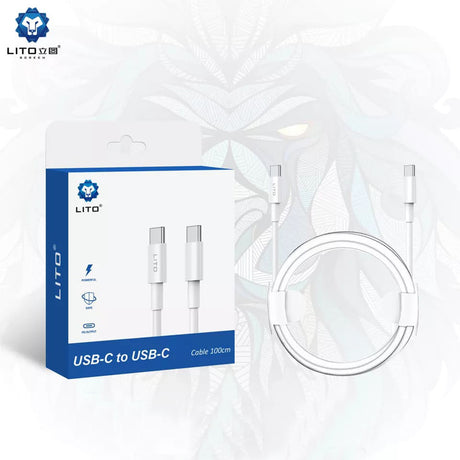 Cablu USB-C–USB-C Lito, 18 W, 2 m, alb