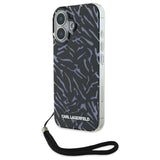 Husa de protectie Karl Lagerfeld Hardcase (KLHCP16MHZBPKCCU) compatibil cu iPhone 16 Plus, Mov Zebra With Cord