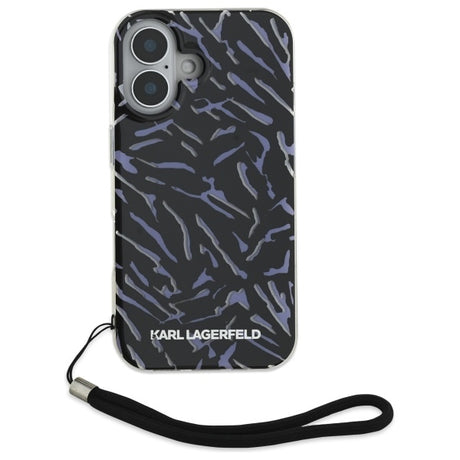 Husa de protectie Karl Lagerfeld Hardcase (KLHCP16MHZBPKCCU) compatibil cu iPhone 16 Plus, Mov Zebra With Cord