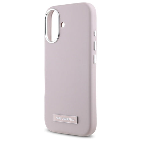 Husa de protectie Karl Lagerfeld Leather MagSafe (KLHMP16SPGMSRPP) compatibil cu iPhone 16, Roz Fw Metal Plate