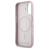 Husa de protectie Karl Lagerfeld Leather MagSafe (KLHMP16SPGMSRPP) compatibil cu iPhone 16, Roz Fw Metal Plate