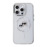 Husa de protectie Karl Lagerfeld IML MagSafe (KLHMP14LHLSKCH) compatibil cu iPhone 14 Pro, Alb Metal Karl&Choupette Head