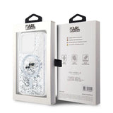 Husa de protectie Karl Lagerfeld Liquid Glitter MagSafe (KLHMP15XLGKCSGH) compatibil cu iPhone 15 Pro Max, Transparent Karl&Choupette Head