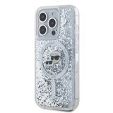 Husa de protectie Karl Lagerfeld Liquid Glitter MagSafe (KLHMP15XLGKCSGH) compatibil cu iPhone 15 Pro Max, Transparent Karl&Choupette Head