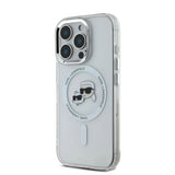 Husa de protectie Karl Lagerfeld IML MagSafe (KLHMP16LHLSKCH) compatibil cu iPhone 16 Pro, Alb Metal Karl&Choupette Head