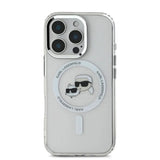 Husa de protectie Karl Lagerfeld IML MagSafe (KLHMP16LHLSKCH) compatibil cu iPhone 16 Pro, Alb Metal Karl&Choupette Head