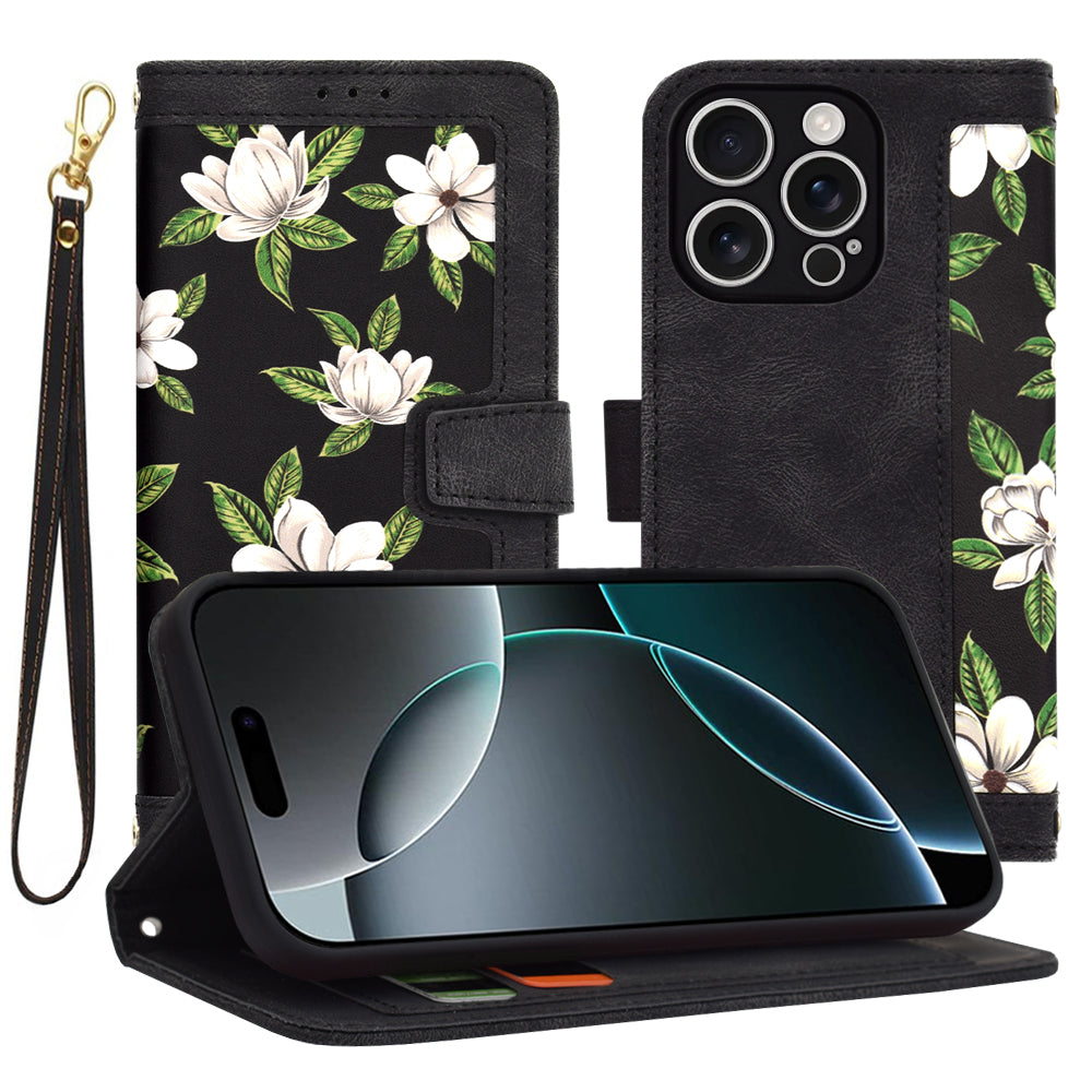 Husa de protectie Techsuit FlipCraft compatibil cu iPhone 16 Pro, Flowers of the Dawn
