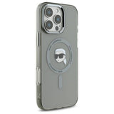 Husa de protectie Karl Lagerfeld IML MagSafe (KLHMP16LHLSKIK) compatibil cu iPhone 16 Pro, Metal Karl`s Head