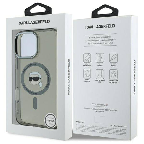 Husa de protectie Karl Lagerfeld IML MagSafe (KLHMP16LHLSKIK) compatibil cu iPhone 16 Pro, Metal Karl`s Head