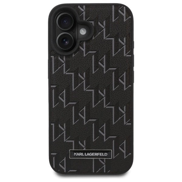Husa de protectie Karl Lagerfeld Leather MagSafe (KLHMP16SPKHPORPK) compatibil cu iPhone 16, Hot Stamp