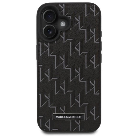 Husa de protectie Karl Lagerfeld Leather MagSafe (KLHMP16SPKHPORPK) compatibil cu iPhone 16, Hot Stamp