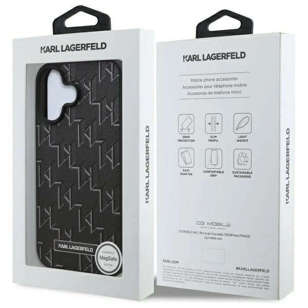 Husa de protectie Karl Lagerfeld Leather MagSafe (KLHMP16SPKHPORPK) compatibil cu iPhone 16, Hot Stamp