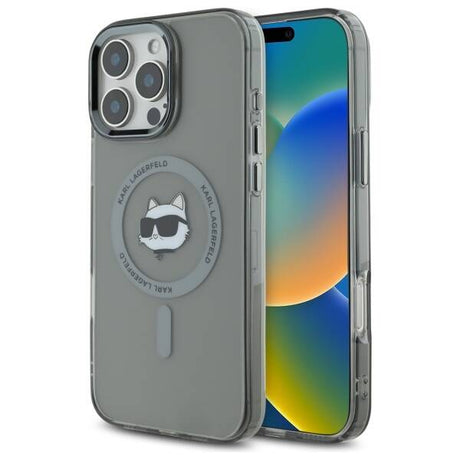 Husa de protectie Karl Lagerfeld IML MagSafe (KLHMP16LHLSCHK) compatibil cu iPhone 16 Pro, Metal Choupette`s Head