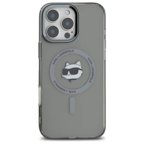 Husa de protectie Karl Lagerfeld IML MagSafe (KLHMP16LHLSCHK) compatibil cu iPhone 16 Pro, Metal Choupette`s Head