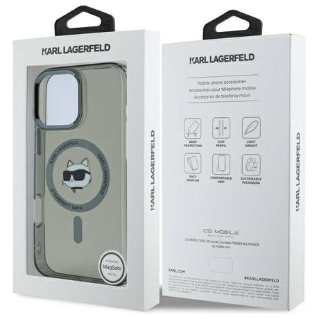 Husa de protectie Karl Lagerfeld IML MagSafe (KLHMP16LHLSCHK) compatibil cu iPhone 16 Pro, Metal Choupette`s Head