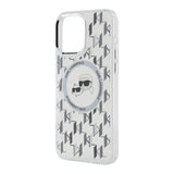 Husa de protectie Karl Lagerfeld IML MagSafe (KLHMP15SHMCKMHT) compatibil cu iPhone 15, Transparent Monogram Karl&Choupette Head