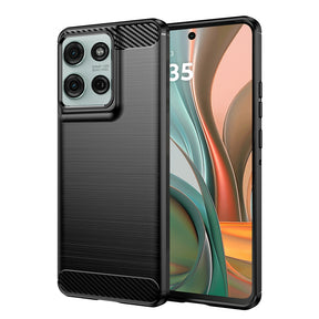 Husa de protectie Techsuit Carbon Silicone compatibil cu Motorola Moto G75, Negru