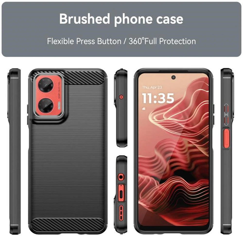Husa de protectie Techsuit Carbon Silicone compatibil cu Motorola Moto G75, Negru