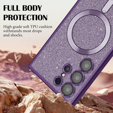 Husa de protectie Techsuit Luxury Glitter MagSafe compatibil cu Samsung Galaxy S25 Ultra, Verde deschis