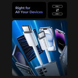 Cablu Techsuit (PCB114D), for Apple, Android, Type-C, Super Fast Charging, PD60W, Flexible, Durable, 1m, Albastru