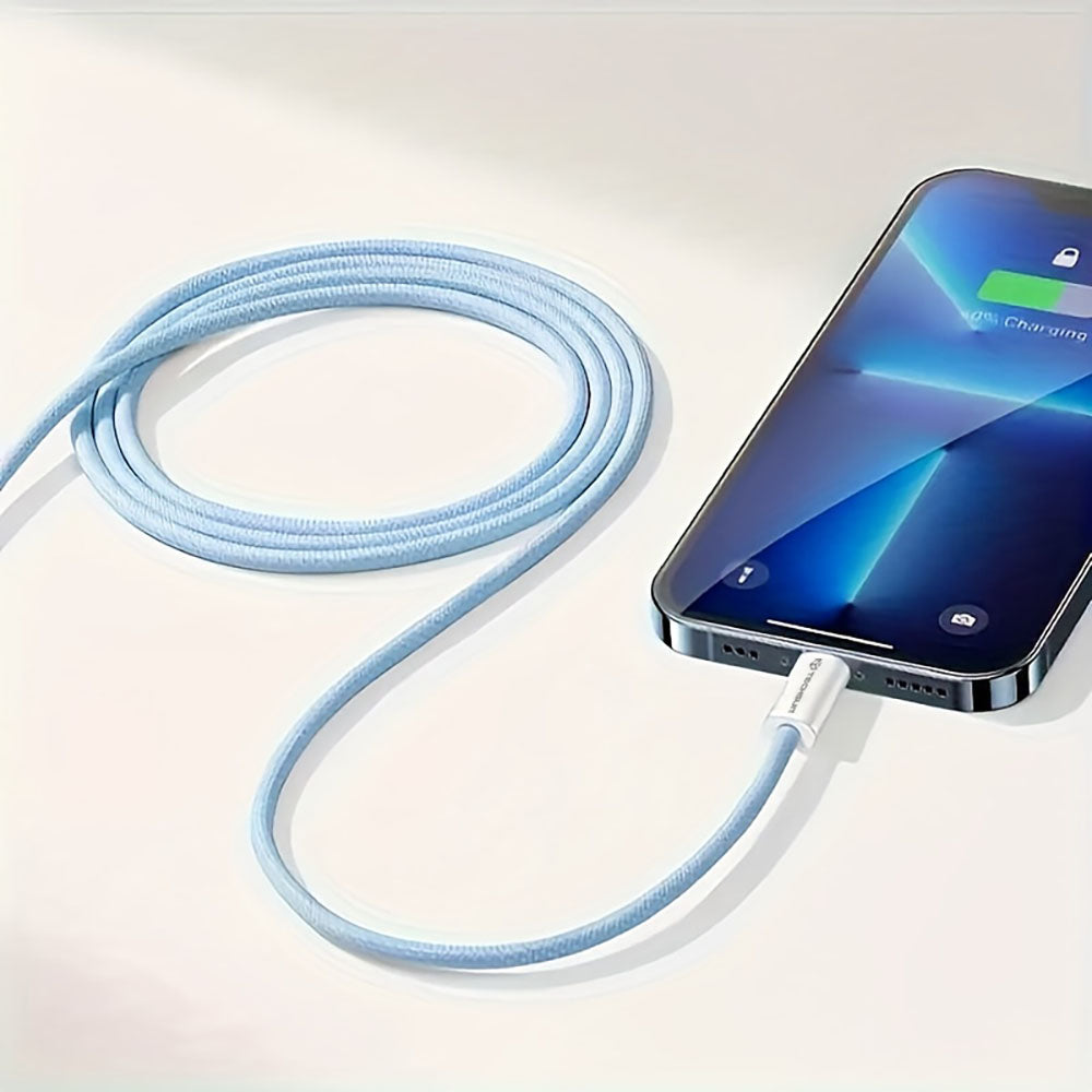 Cablu Techsuit (PCB114D), for Apple, Android, Type-C, Super Fast Charging, PD60W, Flexible, Durable, 1m, Albastru