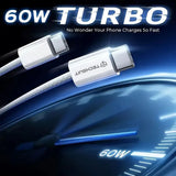 Cablu Techsuit (PCB114D), for Apple, Android, Type-C, Super Fast Charging, PD60W, Flexible, Durable, 1m, Albastru