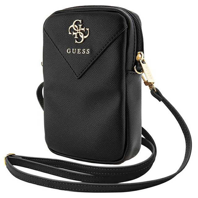 Geanta Guess Universal Phone Pouch Zip Triangle 4G (GUWBZPGSTEGK), Universal, Adjustable Strap, Zip Closure, Negru