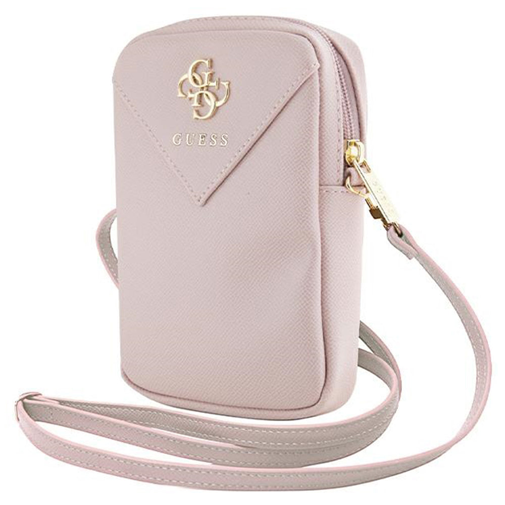 Geanta Guess Universal Phone Pouch Zip Triangle 4G (GUWBZPGSTEGP), Universal, Adjustable Strap, Zip Closure, Roz