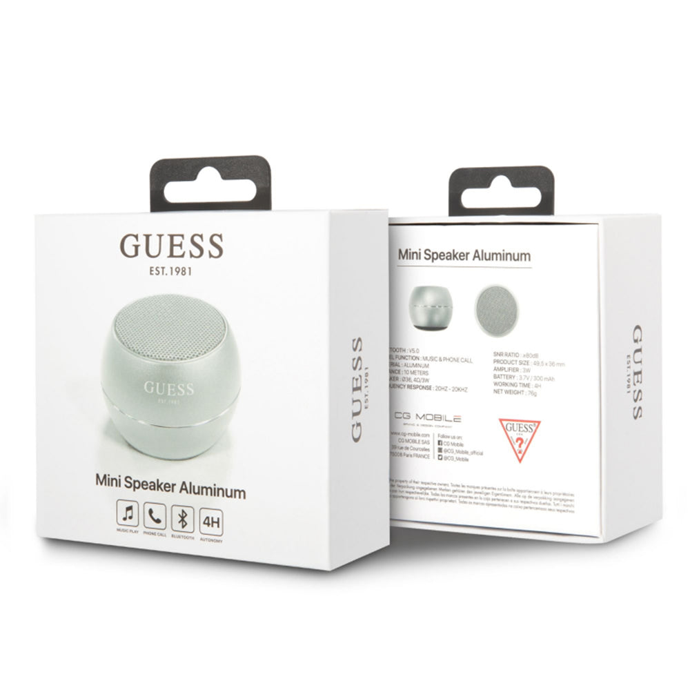 Casti Guess Wireless Mini Speaker (GUWSALGEG), Bluetooth 5.0, 3W, 300mAh, 4H, Gri