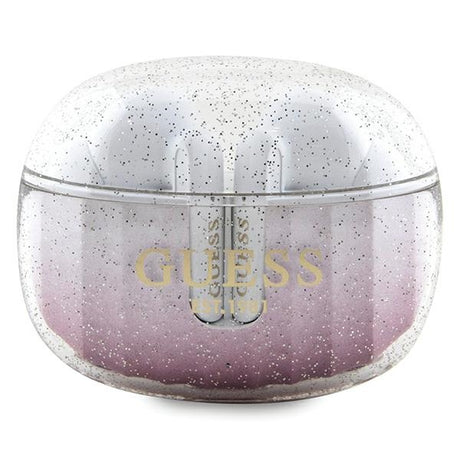 Casti Guess (GUTWSHDGKEEP), Bluetooth 5.3, TWS, USB-C, with Docking Station, IPX4, Glitter Pink Gradient