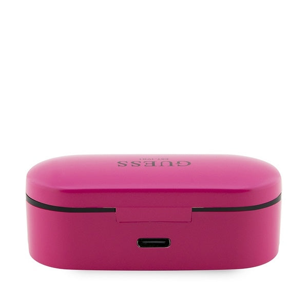 Casti Guess (GUTWST31EM), Bluetooth 5.0, TWS, USB-C, with LED Display, Docking Station, IPX4, Magenta