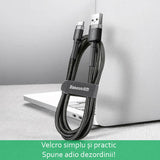 Cablu Baseus Cafule (CATKLF-C91), USB to Type-C, 2A, 2m, 480Mbps, Aluminum Alloy, Nylon, Rosu Black