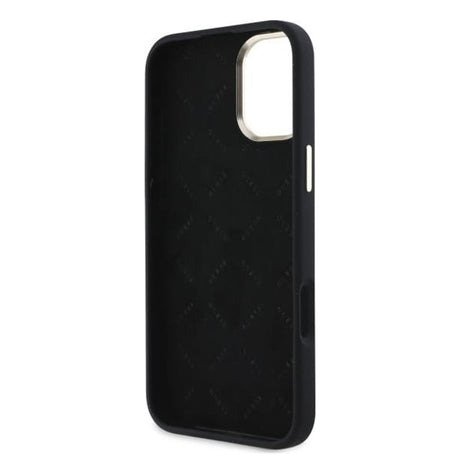 Husa de protectie Guess Silicone Logo Strass 4G (GUHCP16SM4DGPK) compatibil cu iPhone 16, Negru