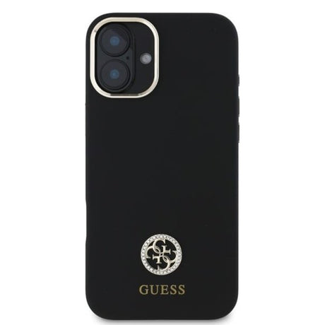 Husa de protectie Guess Silicone Logo Strass 4G (GUHCP16SM4DGPK) compatibil cu iPhone 16, Negru