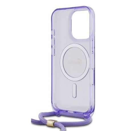 Husa de protectie Guess IML Crossbody Cord Script MagSafe (GUHMP16LHCTSGNSU) compatibil cu iPhone 16 Pro, Mov