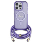 Husa de protectie Guess IML Crossbody Cord Script MagSafe (GUHMP16LHCTSGNSU) compatibil cu iPhone 16 Pro, Mov