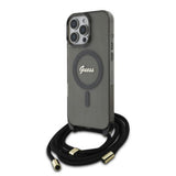 Husa de protectie Guess IML Crossbody Cord Script MagSafe (GUHMP16LHCTSGNSK) compatibil cu iPhone 16 Pro, Negru