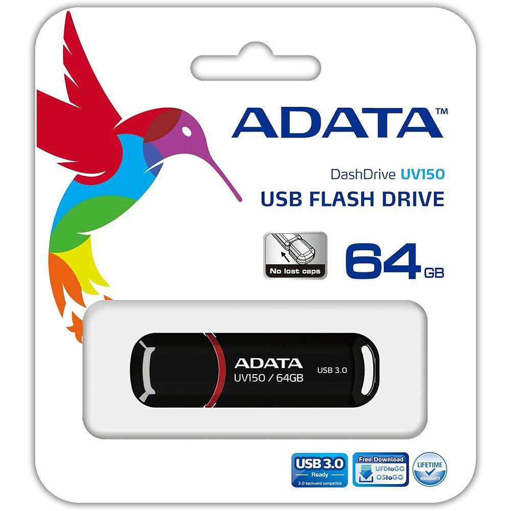 Stick de Memorie Adata AUV150-64G-RBK, USB 3.2, 64GB, Negru
