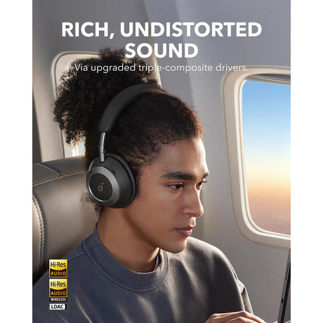 Casti Anker Wireless SoundCore Space One Pro (A3062G11), Bluetooth 5.3, Active Noise Cancelling, Hi-Res, Negru