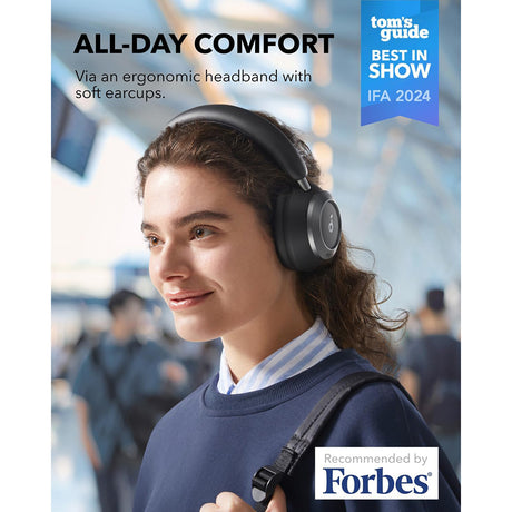 Casti Anker Wireless SoundCore Space One Pro (A3062G11), Bluetooth 5.3, Active Noise Cancelling, Hi-Res, Negru