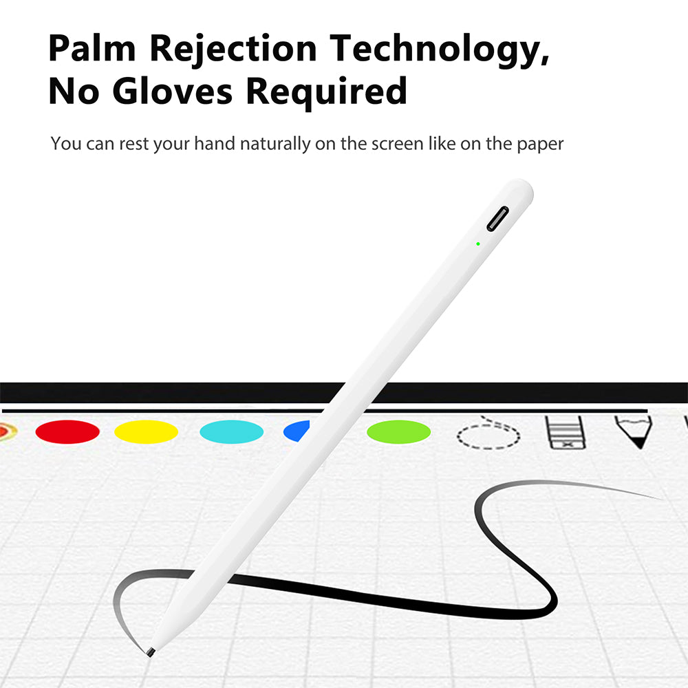 Stylus Techsuit Stylus Pen (A580S), for iPad, Bluetooth, Type-C, 130mAh, 5V, Palm Rejection, Microsoft Nib, Mute Writing, Alb