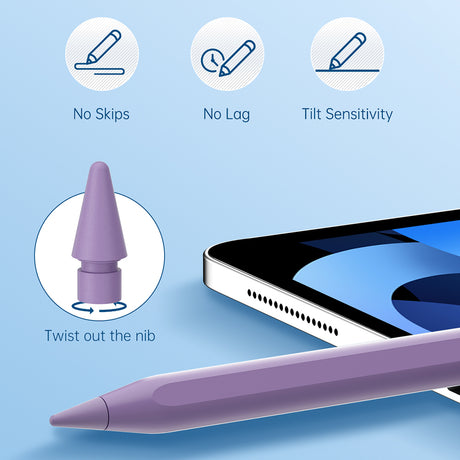Stylus Techsuit Stylus Pen (AC10SH), for iPad, Bluetooth, Type-C, 125mAh, Palm Rejection, Replaceable Apple Nib, Serenity Blue