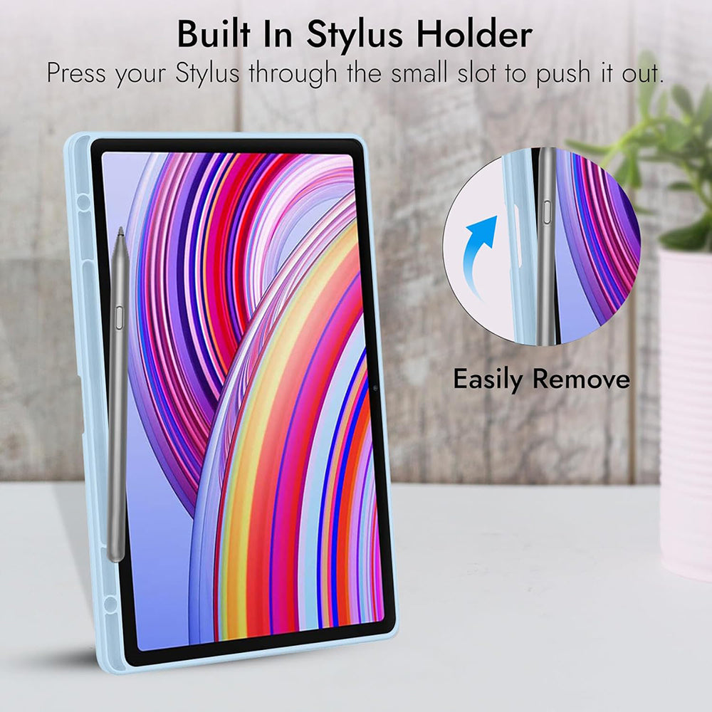 Husa de protectie tableta Techsuit Flex Trifold (with Pencil Holder) compatibil cu Xiaomi Redmi Pad Pro / Redmi Pad Pro 5G / Poco Pad, Roz