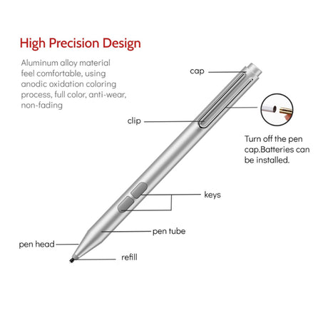 Stylus Techsuit Stylus Pen (F94S), for Microsoft Surface, Active, Educational Pen, Palm Rejection, AAAA Battery, MPP1.51, Negru