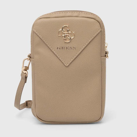 Geanta Guess Universal Phone Pouch Zip Triangle 4G (GUWBZPGSTEGD), Universal, Adjustable Strap, Zip Closure, Light Gold
