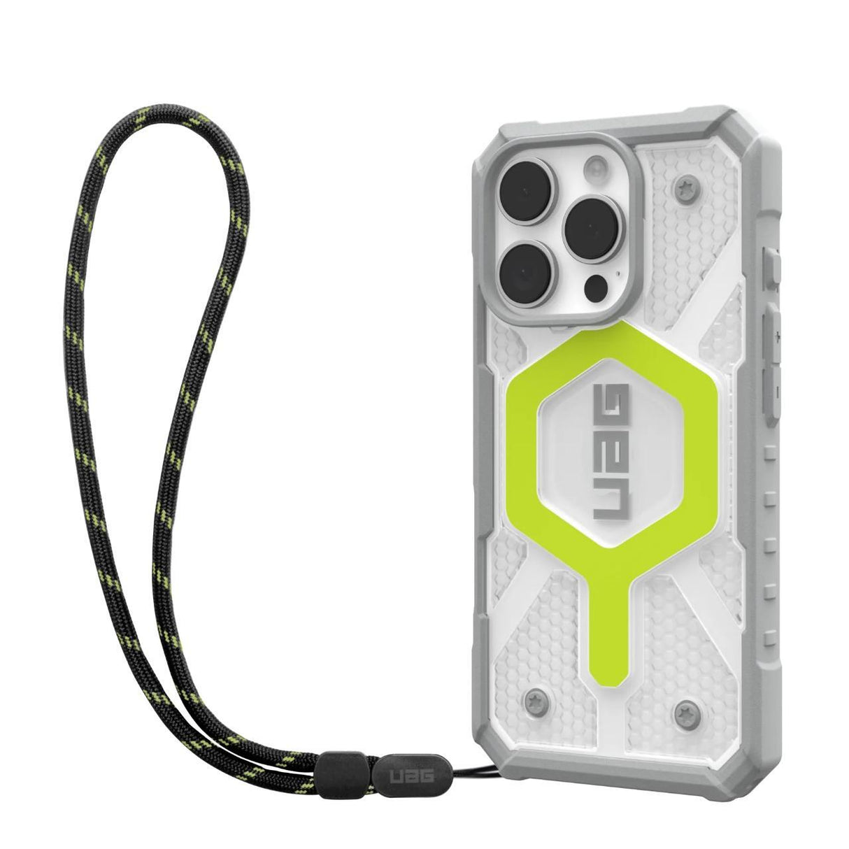 Husa de protectie UAG Pathfinder Clear Magsafe compatibil cu iPhone 16 Pro, Active Neon Lanyard