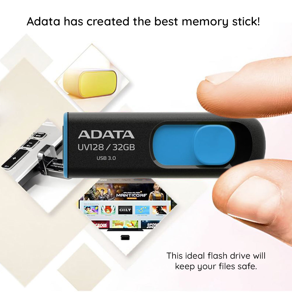Stick de Memorie Adata AUV128-64G-RBE, 64GB, USB 3.2, Negru