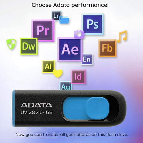 Stick de Memorie Adata AUV128-64G-RBE, 64GB, USB 3.2, Negru