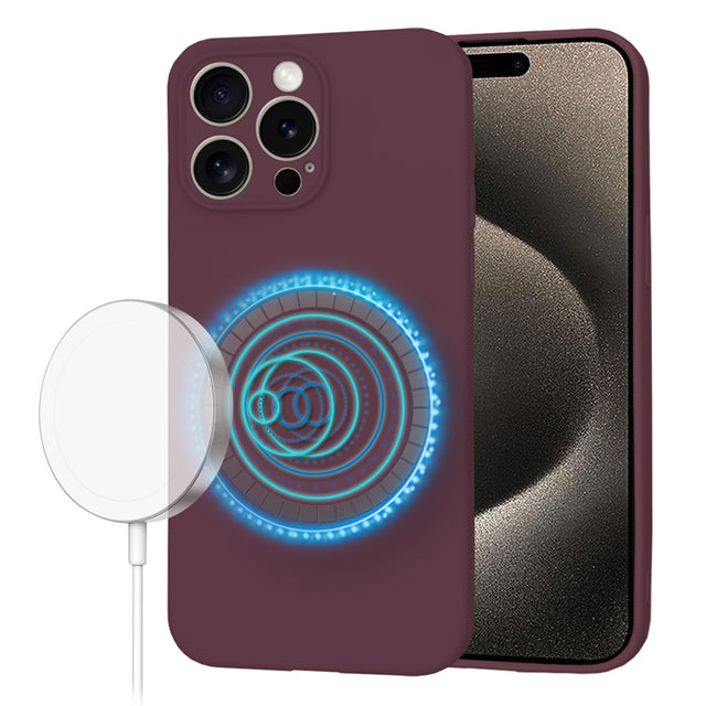 Husa de protectie Techsuit SoftFlex MagSafe compatibil cu iPhone 15 Pro Max, Plum Red