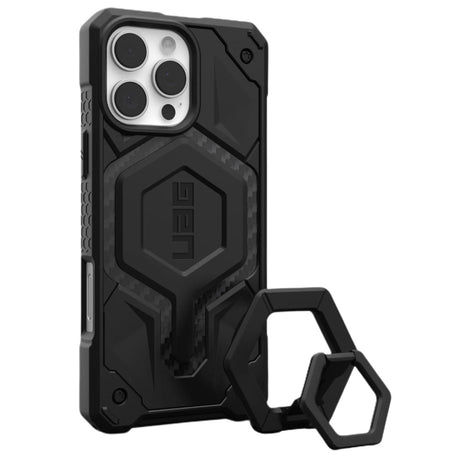 Husa de protectie UAG Monarch Pro MagSafe Bundle compatibil cu iPhone 16 Pro Max, Carbon Fiber / Black Stand